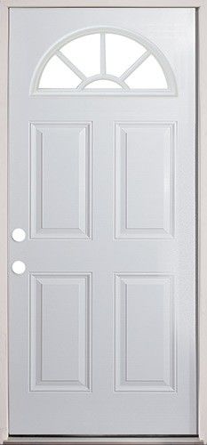 1/4 Lite 4 Panel Primed Single Front Door
